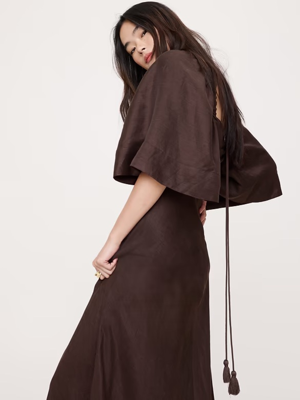 Banana Republic Viscose-Linen Flutter-Sleeve Maxi Dress 873148 - Picture 3 of 11